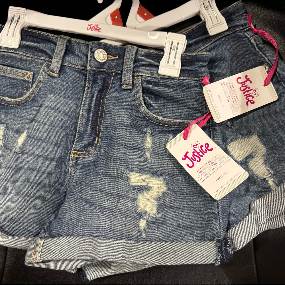 Justice Girls Mini Mom Denim Jean Shorts - 2 pack size 10